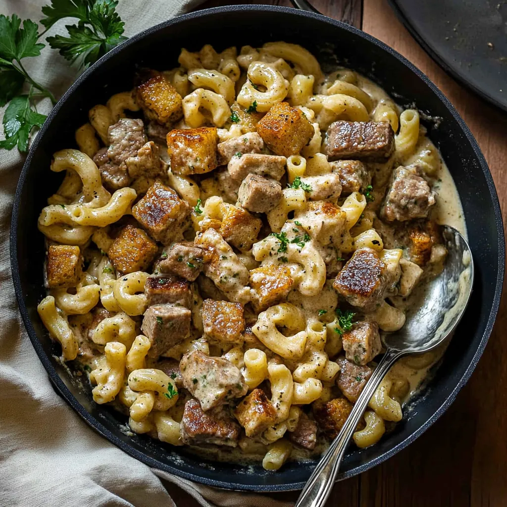 Blackened Steak and Salmon Alfredo