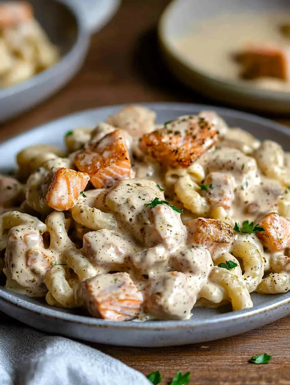 Smoky Steak and Salmon Pasta