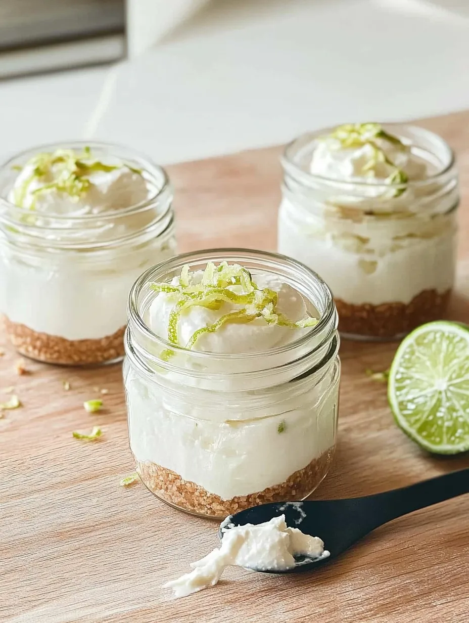 No-Bake Key Lime Pie Cheesecake in Cottage Jars