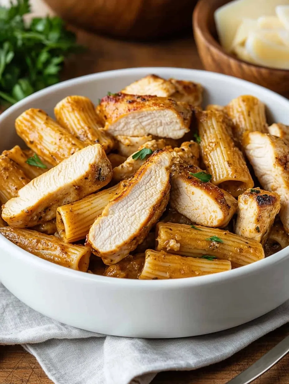 Spicy Blackened Chicken Rigatoni Pasta