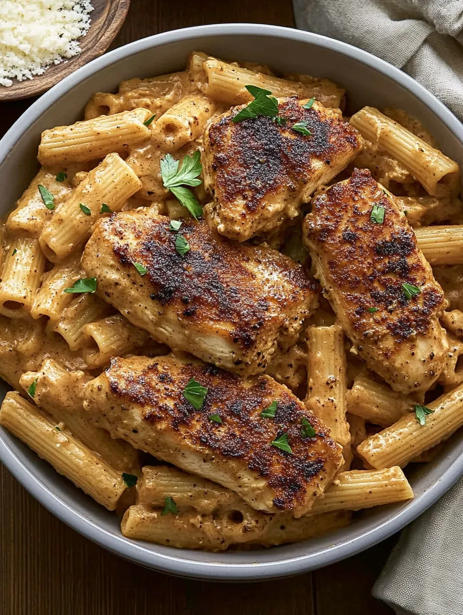 Creamy Blackened Chicken Rigatoni