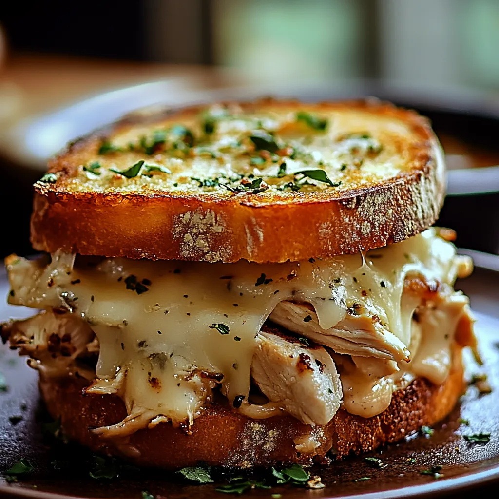 A sandwich with meat and cheese on a plate.