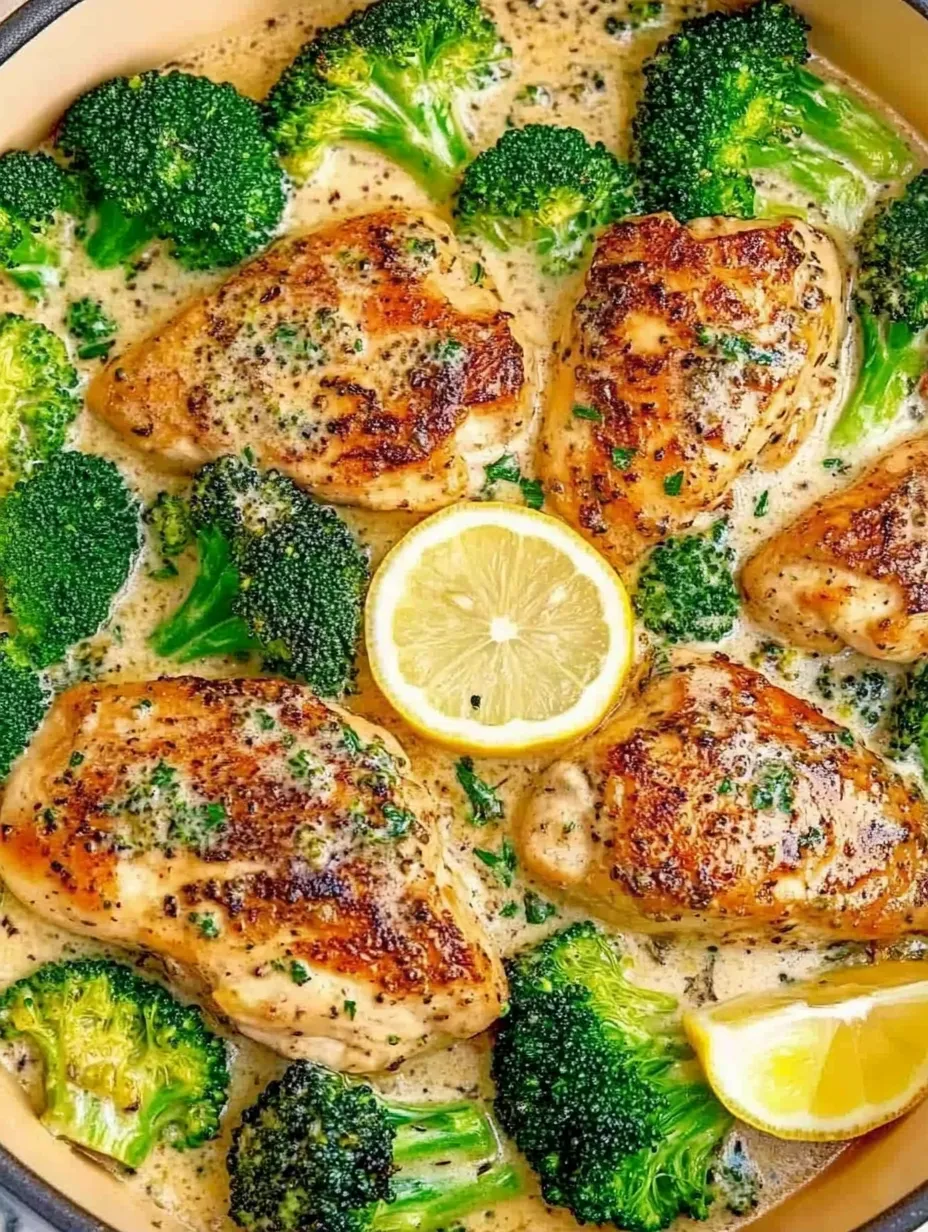Skillet Creamy Garlic Chicken and Broccoli