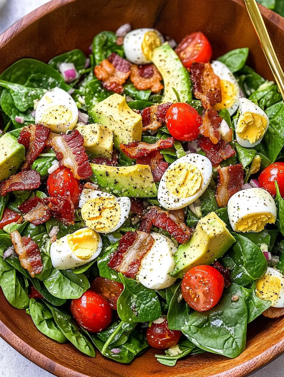 Fresh Spinach Bacon Salad with Hard-Boiled Eggs