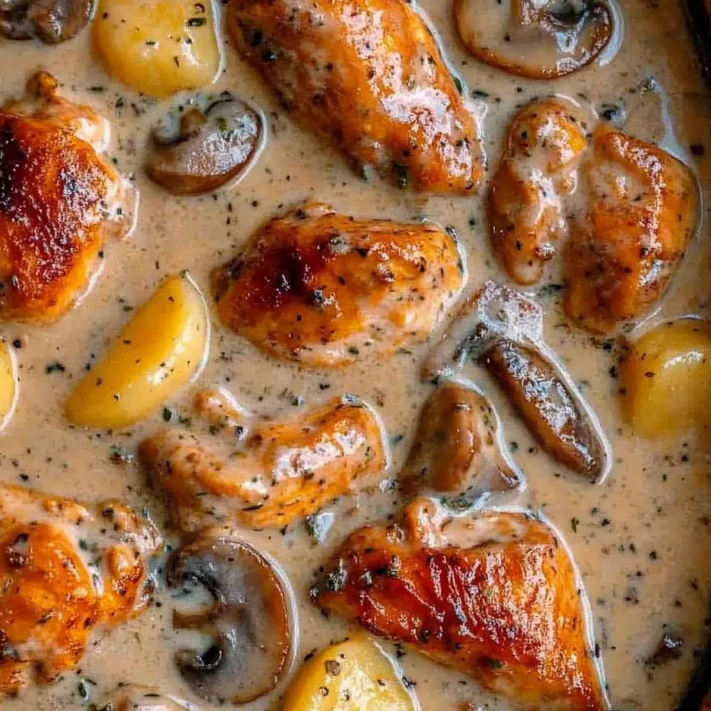 Herb Roasted Chicken in Creamy White Wine Sauce