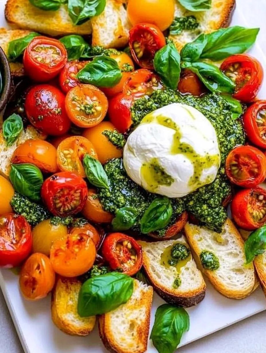 Creamy Burrata with Juicy Tomatoes and Fresh Pesto
