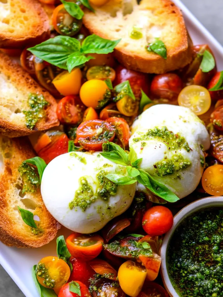 Fresh Tomato and Pesto Burrata Plate