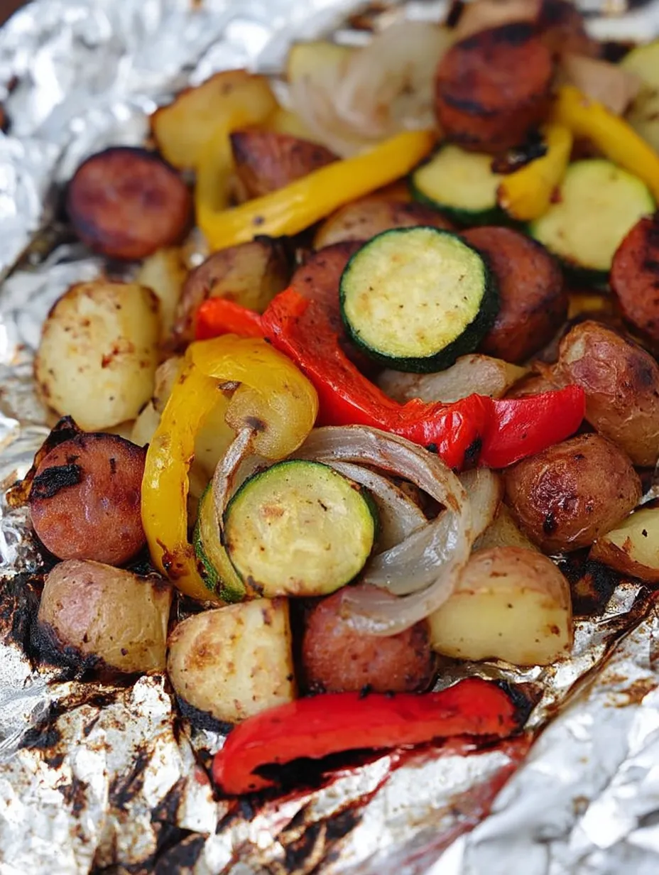 Easy Grilled Sausage and Roasted Vegetable Foil Packets