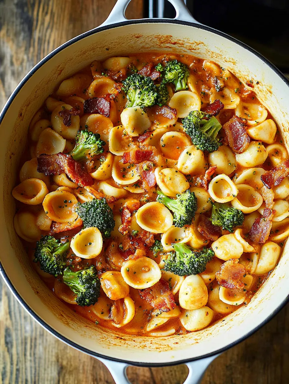 Zesty Orecchiette with Spicy Bacon and Broccoli