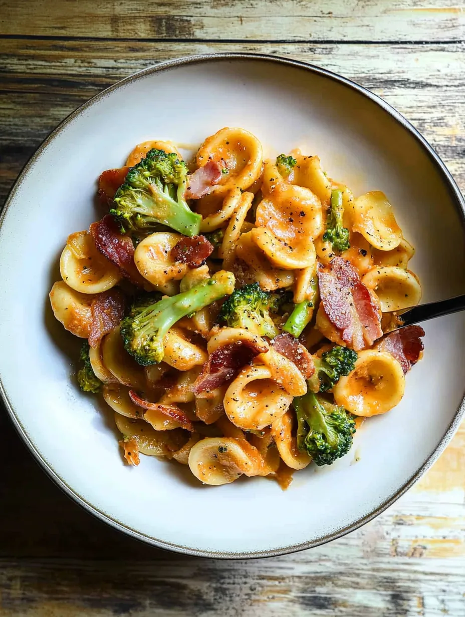 Bold and Spicy Bacon Broccoli Orecchiette Pasta