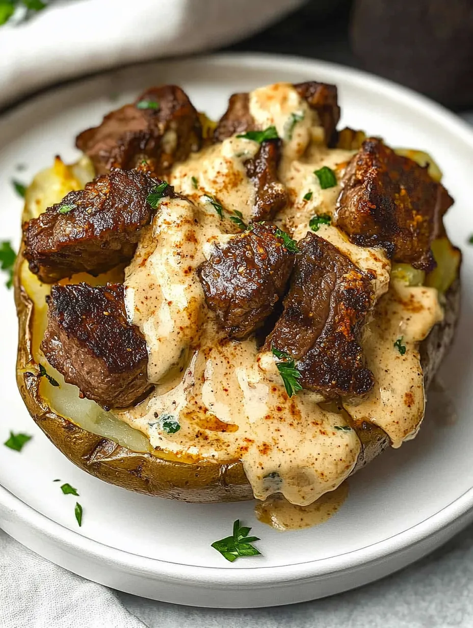 Fully Loaded Baked Potato with Juicy Steak Bites