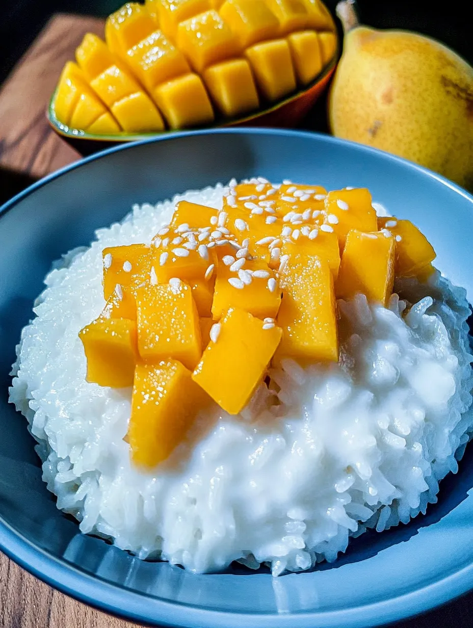 Sweet Thai Mango Sticky Rice with Coconut Sauce