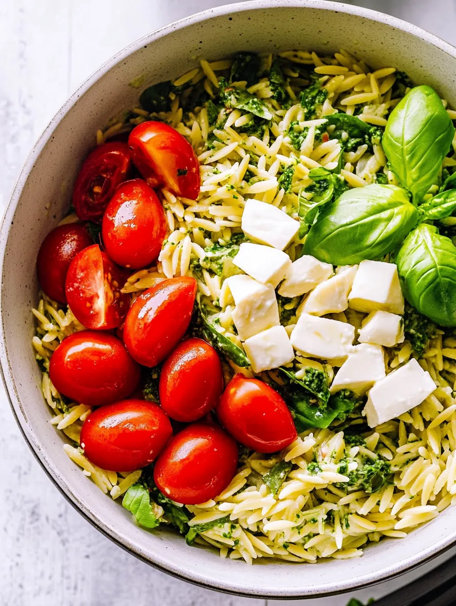 Fresh Caprese Orzo Salad with Mozzarella and Basil