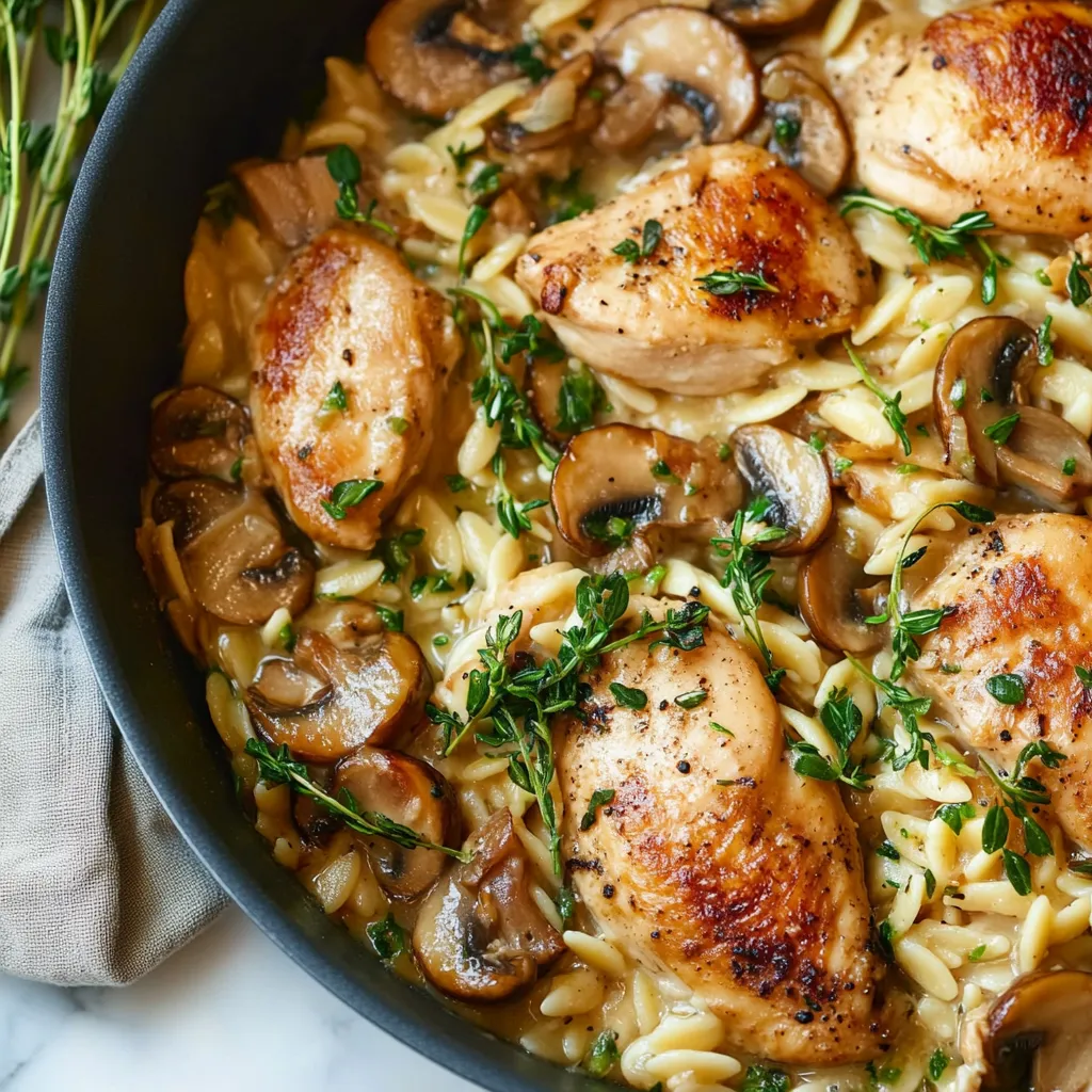 One Pot Chicken and Mushroom Orzo