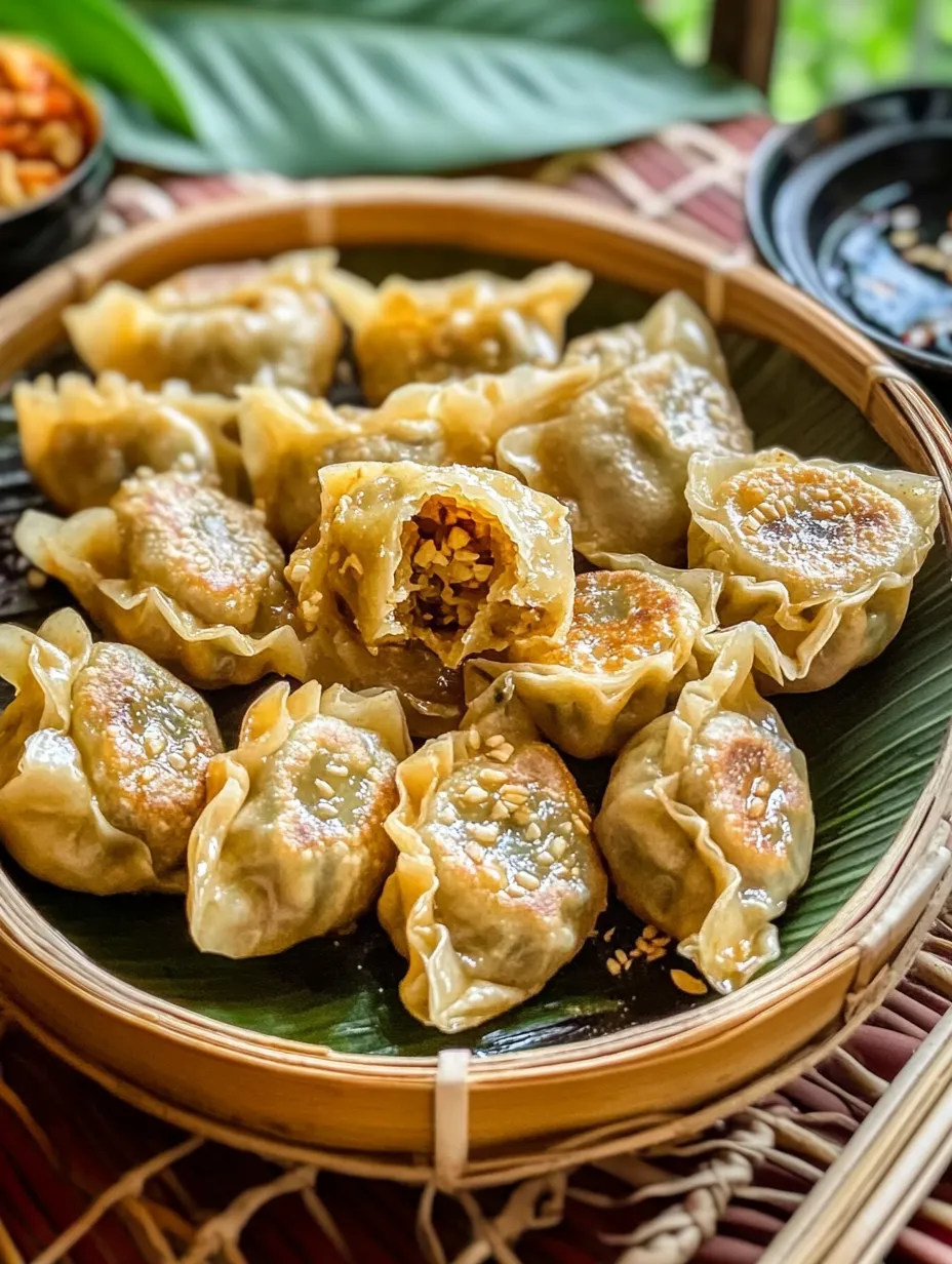 Steamed Thai Kanom Jeeb (Pork and Shrimp Dumplings)