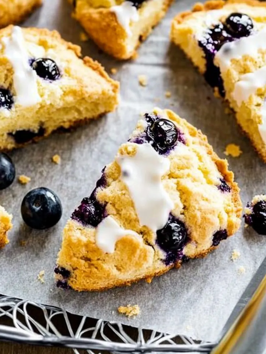 Zesty Lemon Blueberry Scones with Sweet Glaze