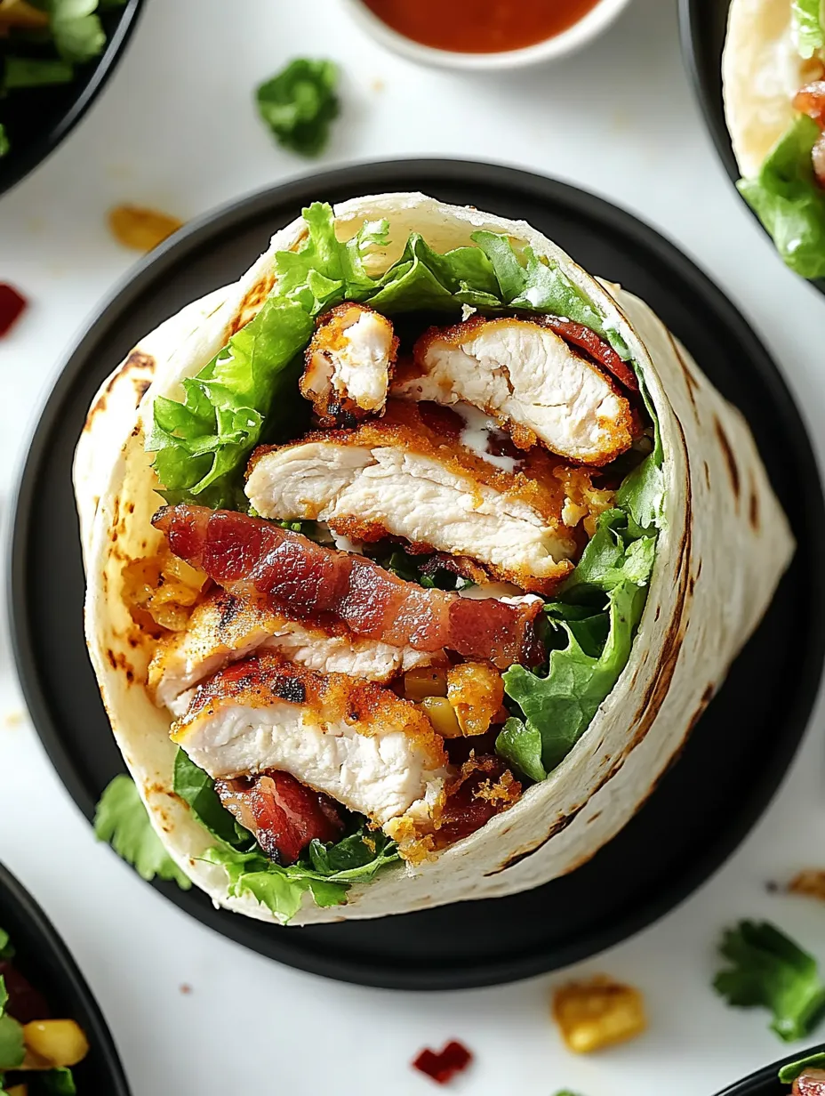 Crunchy Chicken Bacon Ranch Wrap with Cheddar and Lettuce