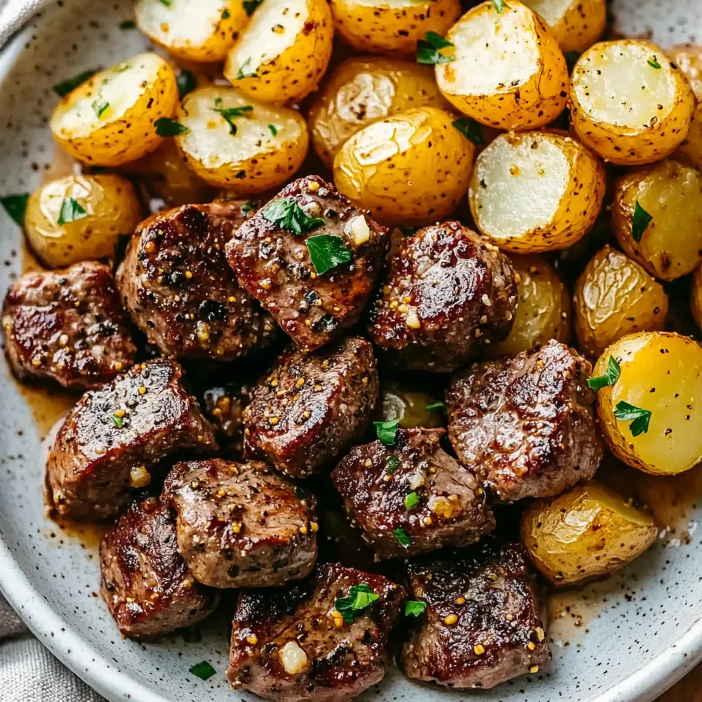 Garlic Steak Bites and Potatoes