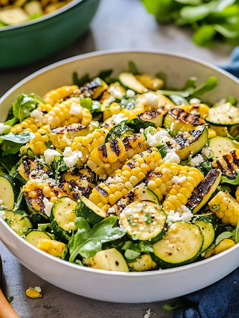 Grilled Corn and Zucchini Salad with Feta and Fresh Herbs