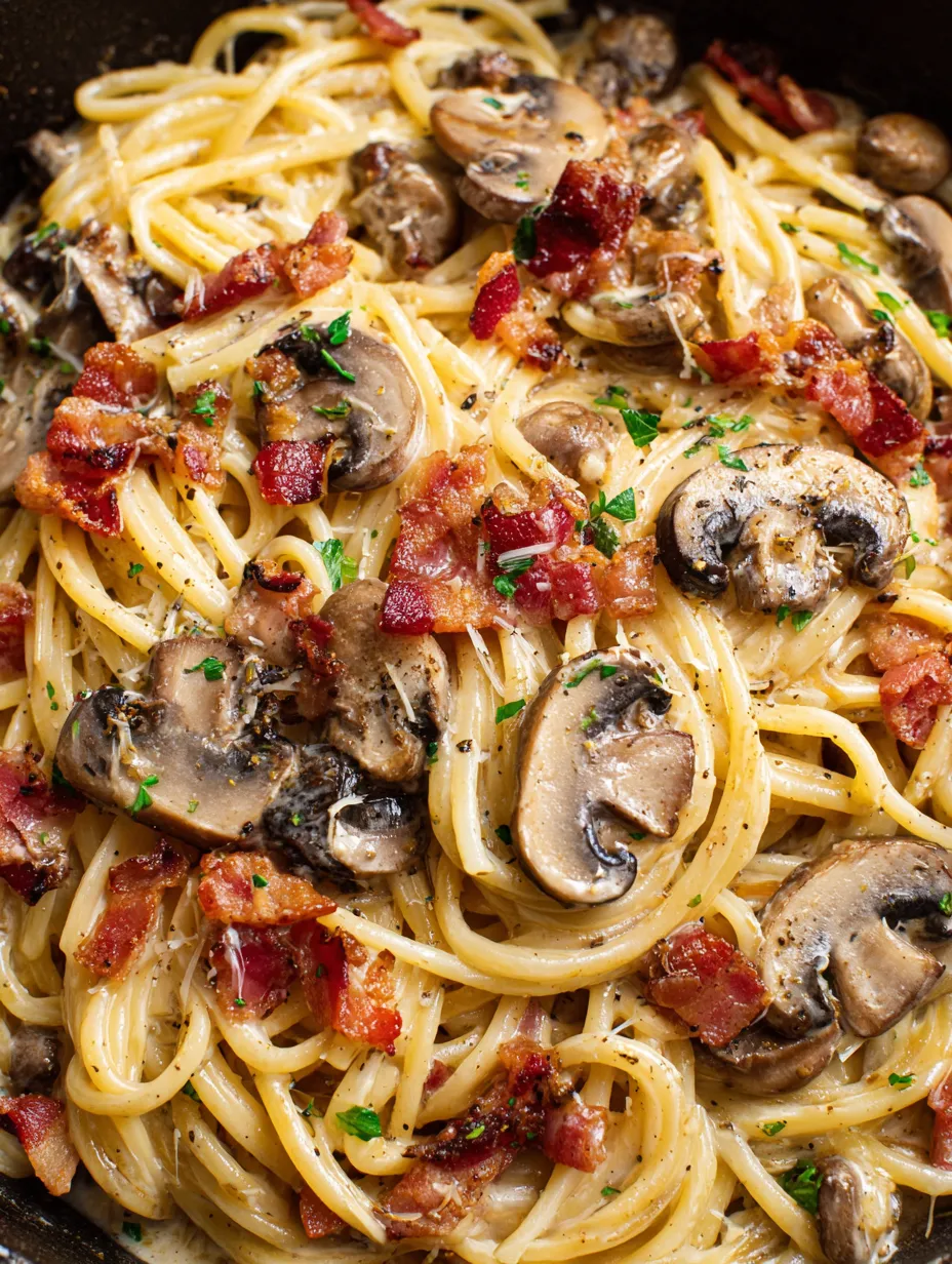 Creamy Pasta with Bacon and Mushrooms