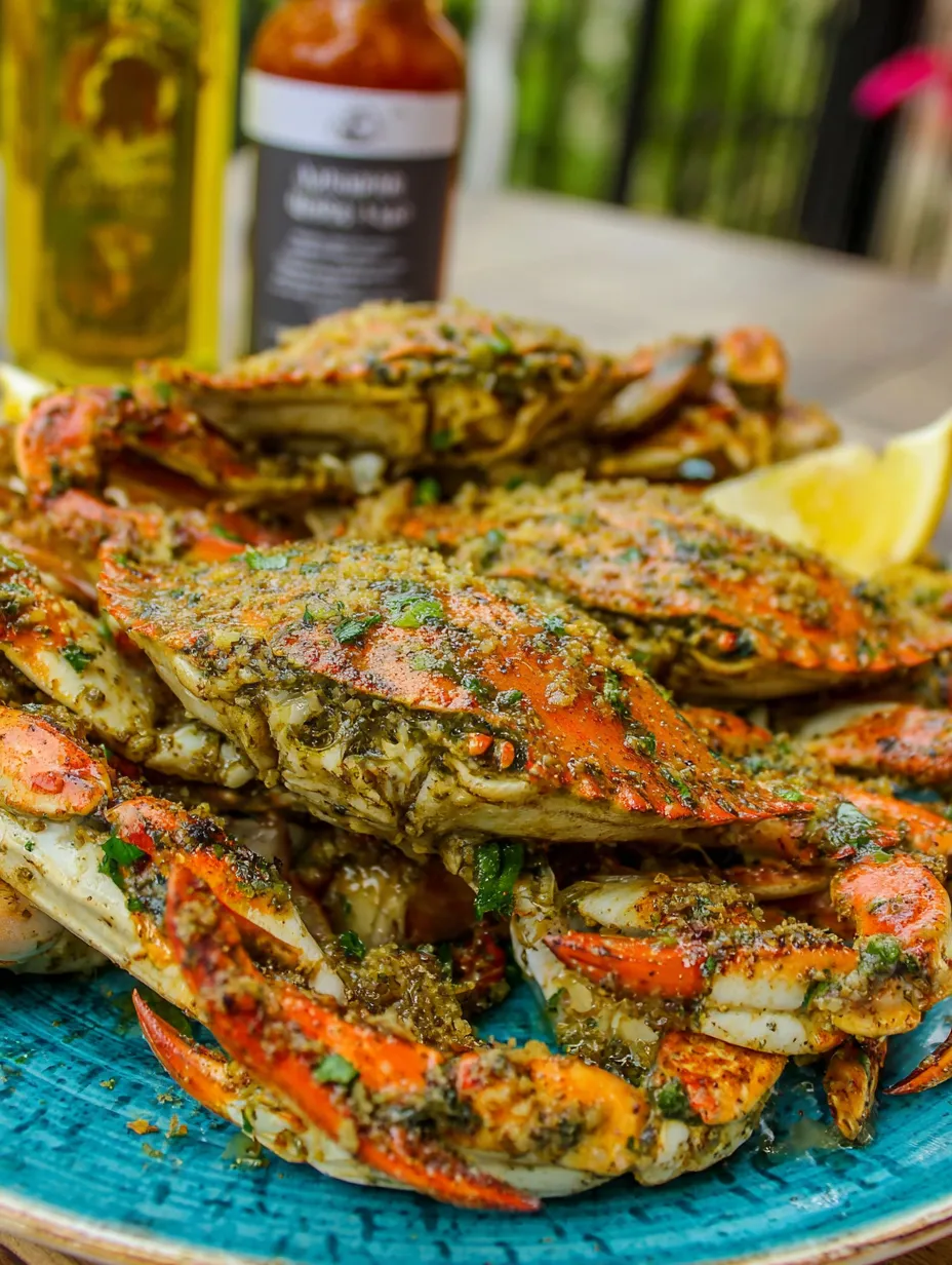 Grilled Blue Crabs with Garlic Butter
