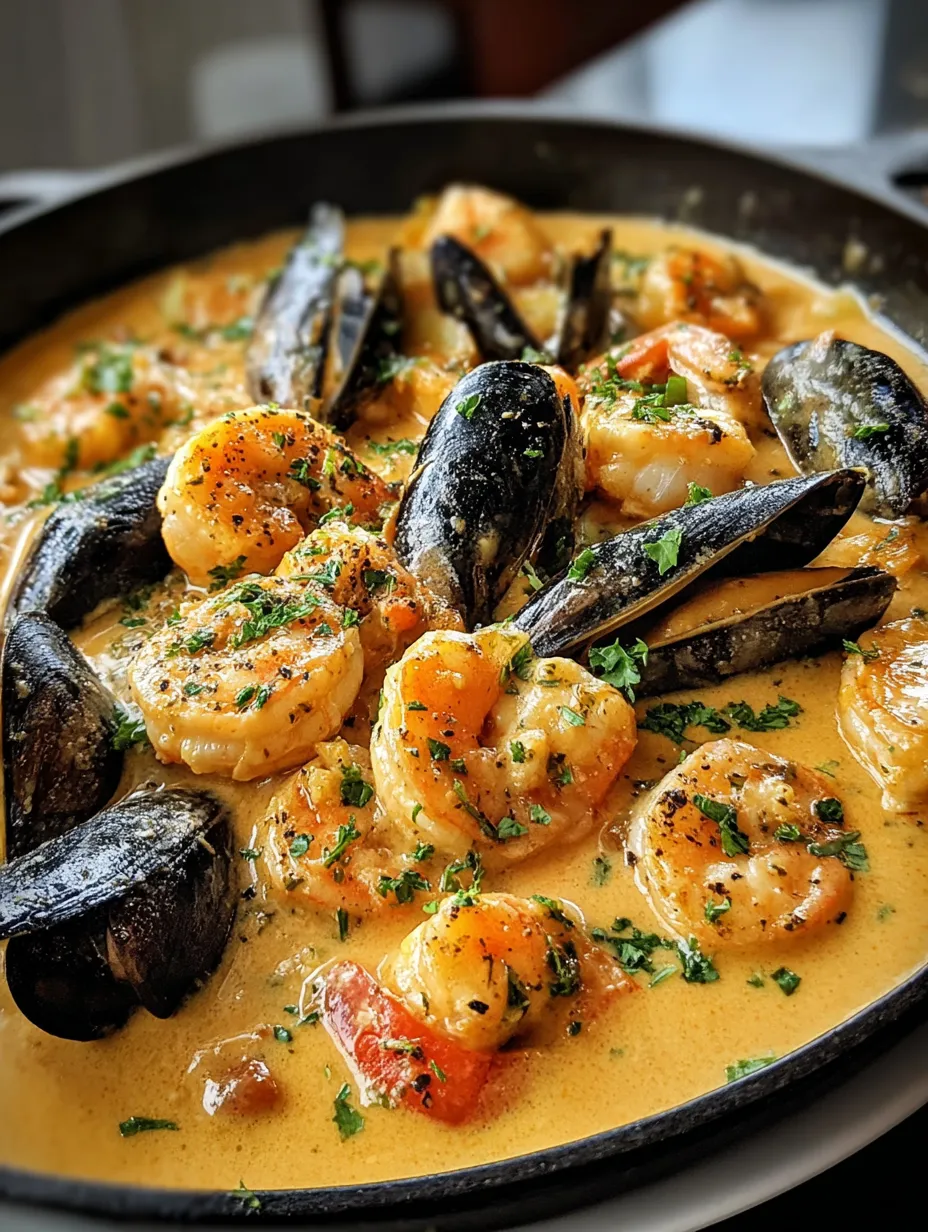 Creamy Garlic Shrimp and Mussels