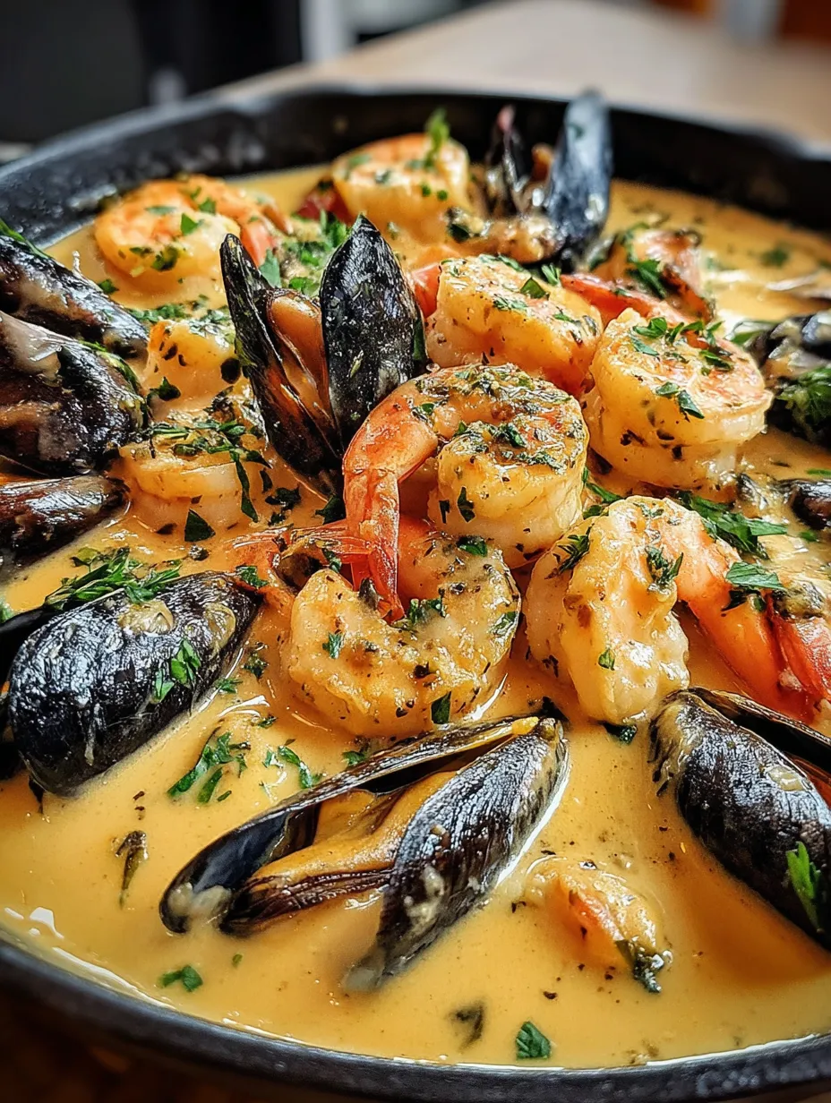 Shrimp & Mussels in Garlic Parmesan Cream Sauce