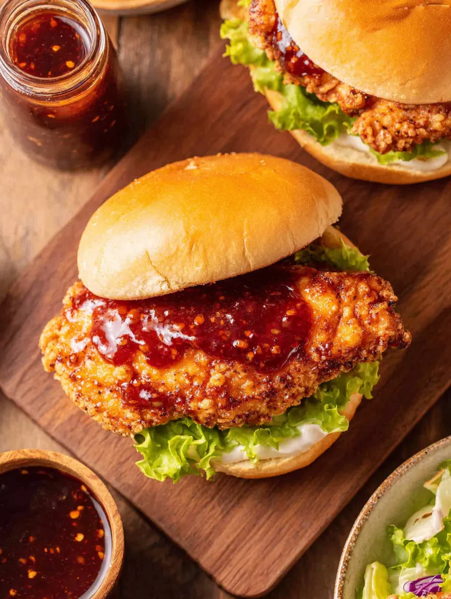 Fried Chicken Sandwich with Hot Honey Glaze