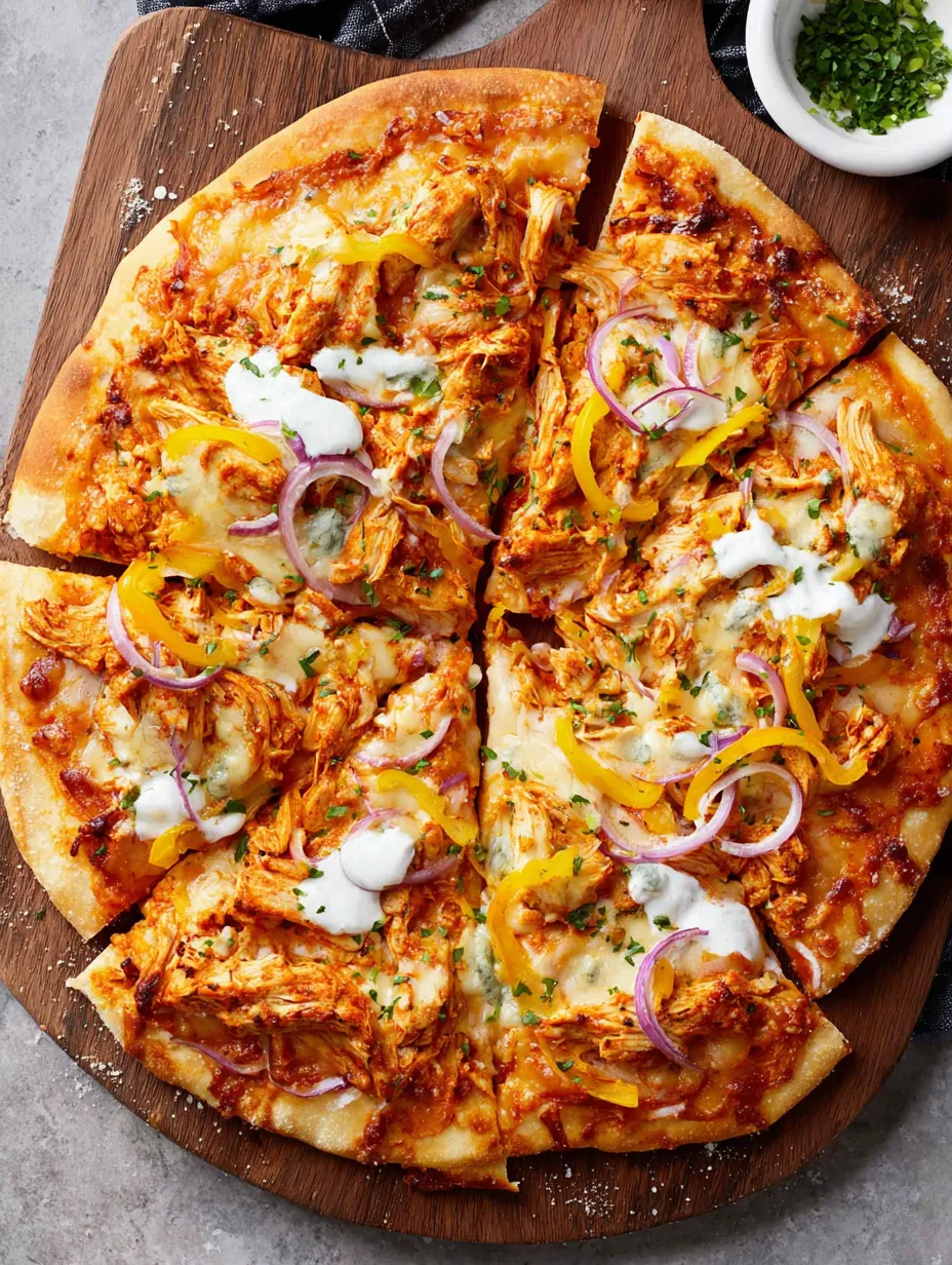 Cheesy Buffalo Chicken Flatbread Pizza