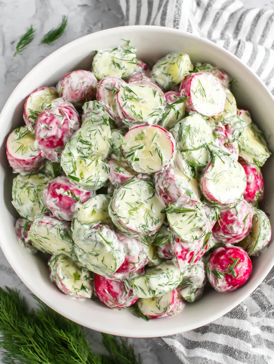 Chilled Cucumber and Radish Salad in Cream Sauce