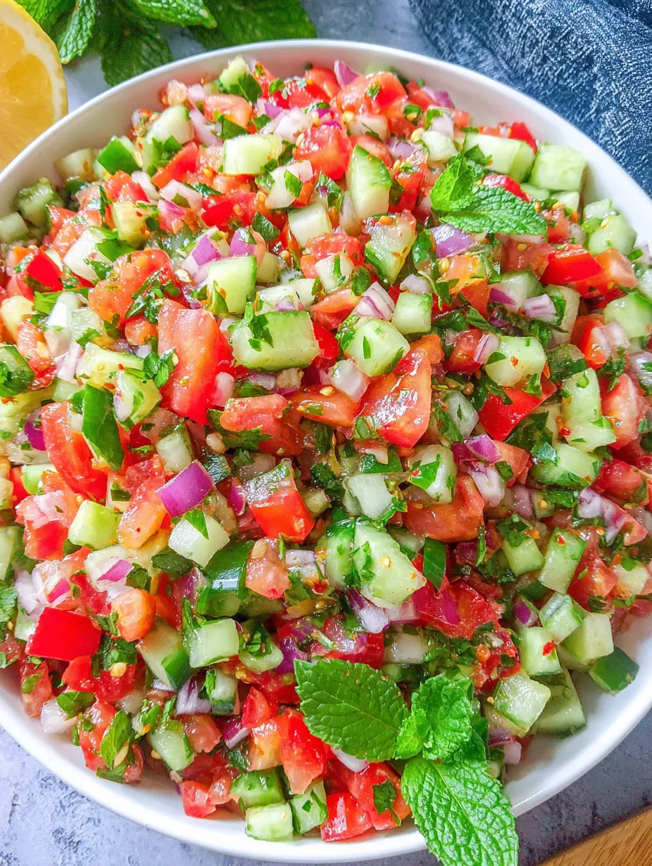 Iranian Shirazi Salad with Lemon & Herbs