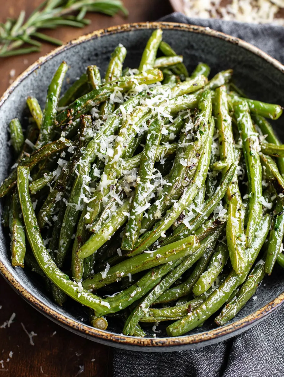 Crispy Garlic Green Beans with Parmesan Cheese
