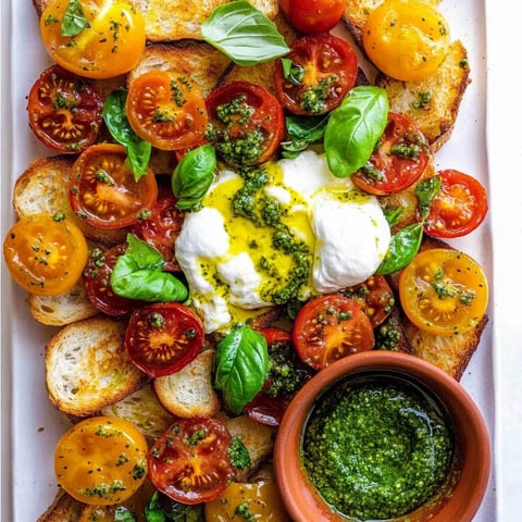 Burrata with Tomatoes & Pesto
