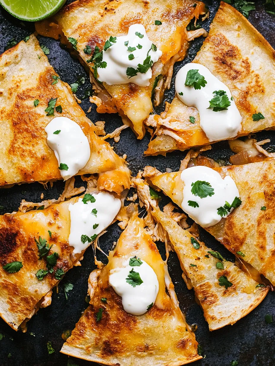 Poblano Chicken Quesadillas with Chipotle Crema Recipe