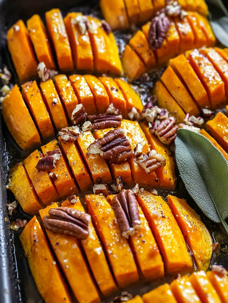 Maple Cinnamon Hasselback Honeynut Squash with Crunchy Pecans