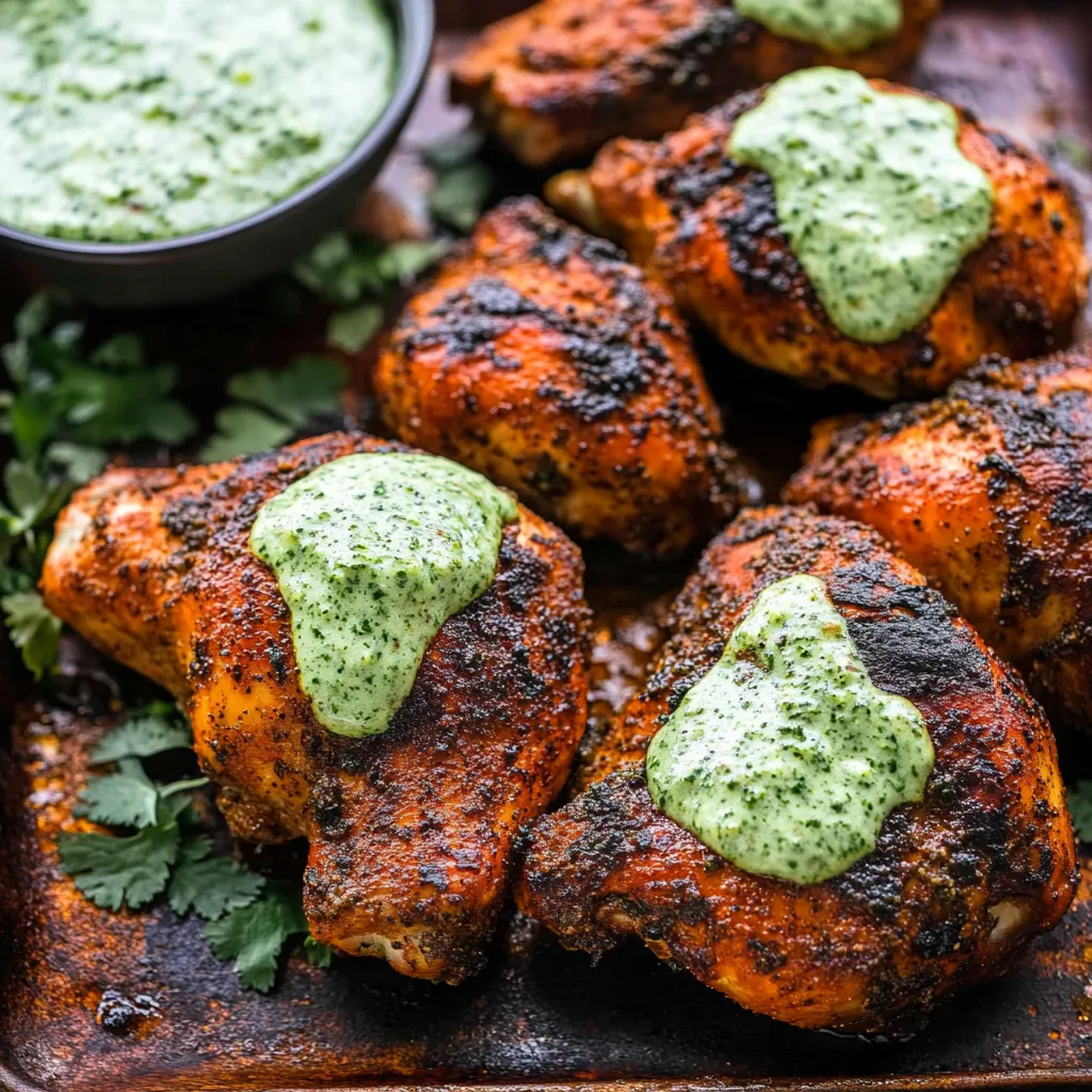 Peruvian-Style Roasted Chicken with Spicy Green Sauce