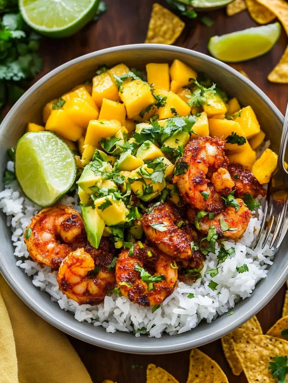 Spicy Chili Lime Shrimp Bowls with Mango-Avocado Bliss