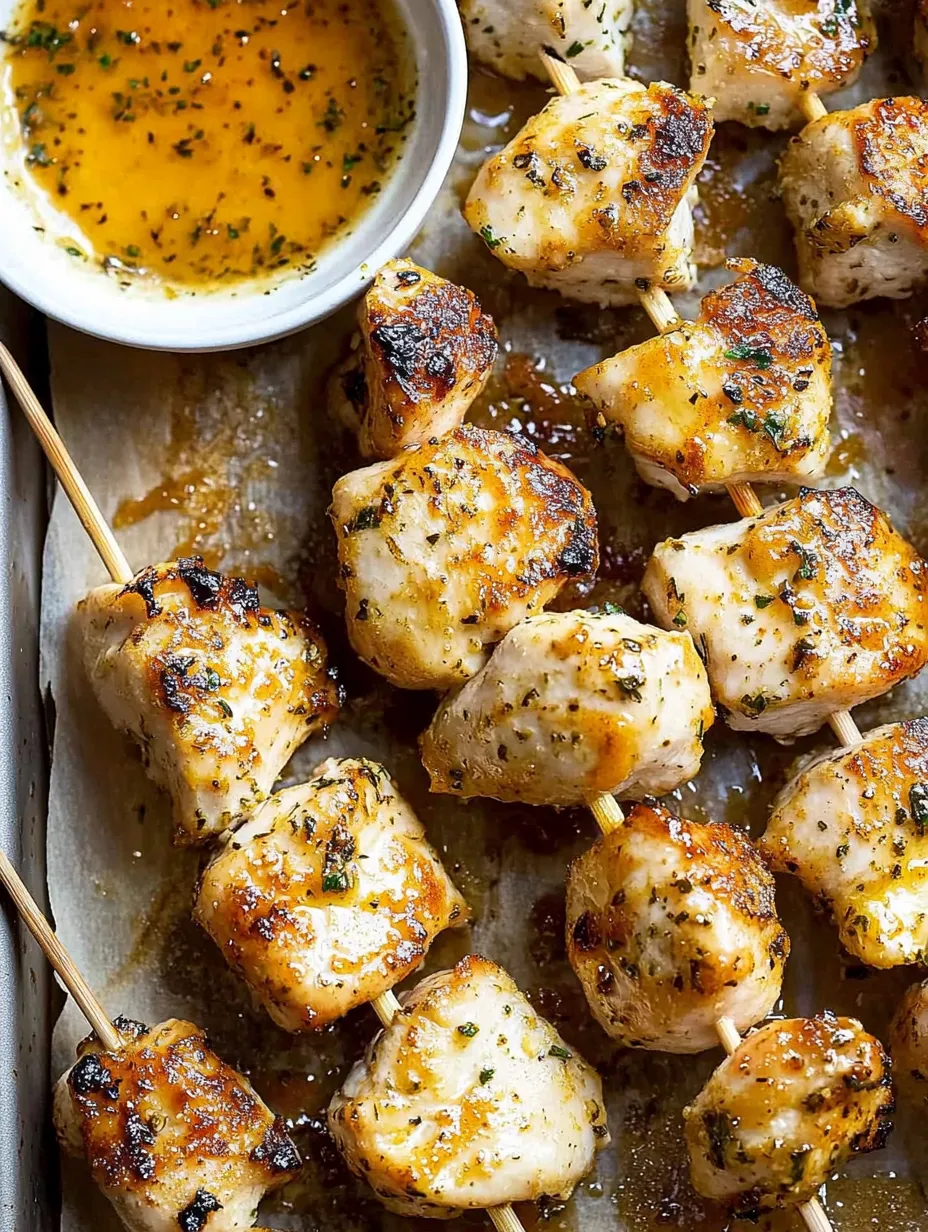 Garlic Herb Cowboy Butter Chicken Skewers