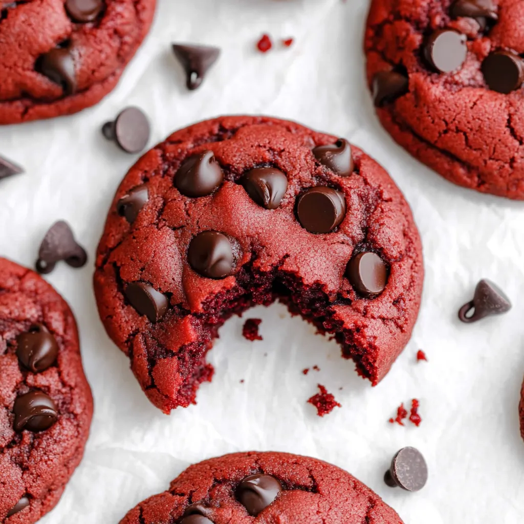 Nutella Stuffed Red Velvet Chocolate Chip Cookies