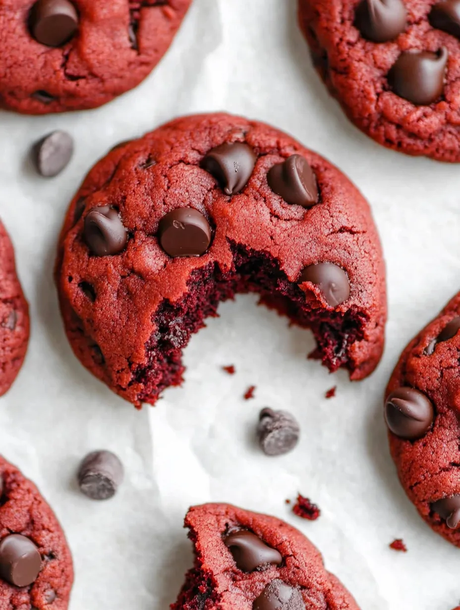 Gooey Nutella-Filled Red Velvet Chocolate Chip Cookies