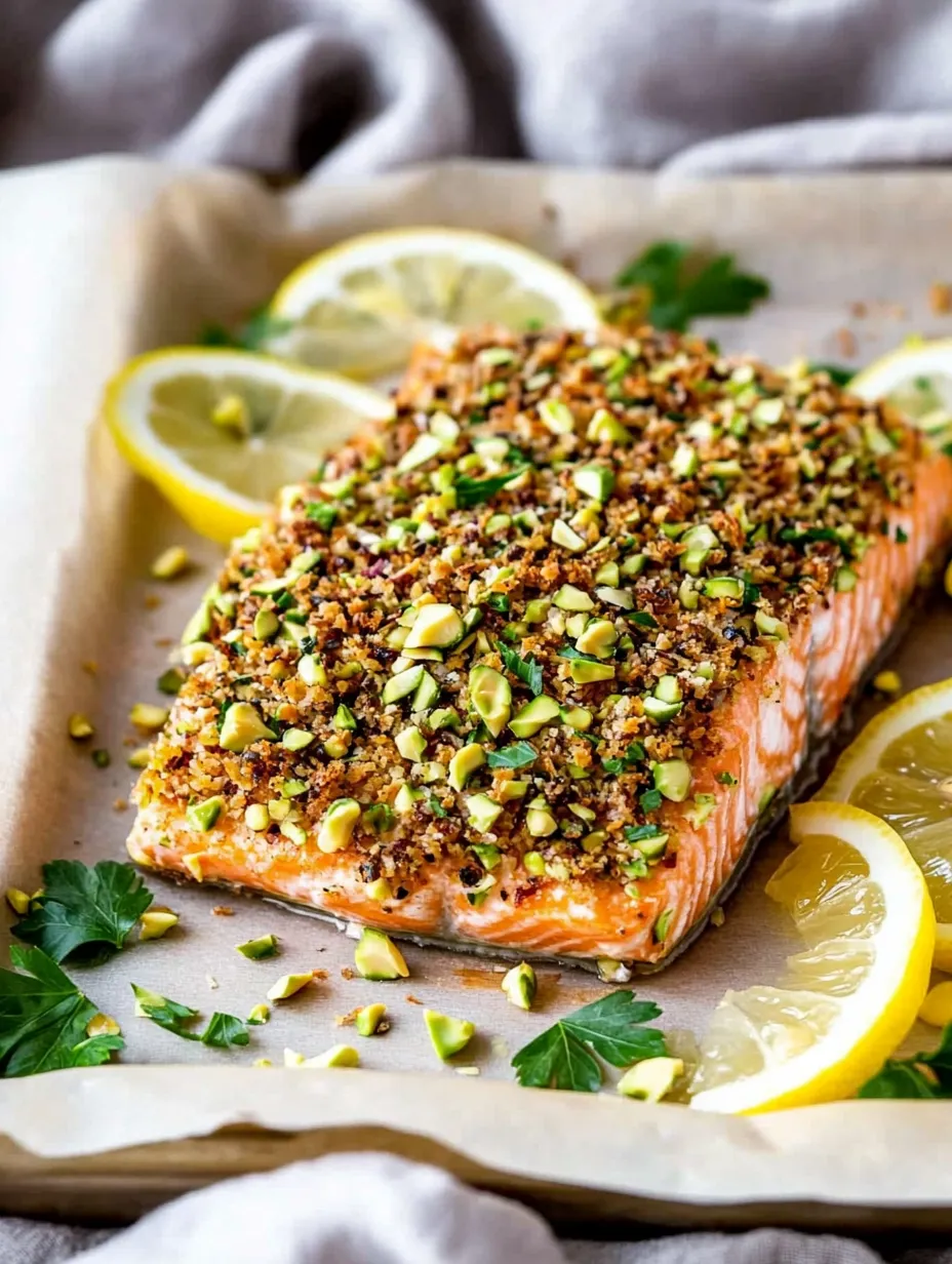 Baked Salmon with Pistachio Crust