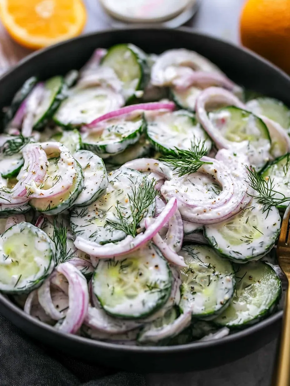 Refreshing Cucumber Salad with Creamy Greek Yogurt Dressing