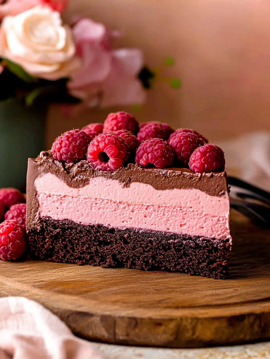 Rich & Velvety Chocolate Raspberry Mousse Cake