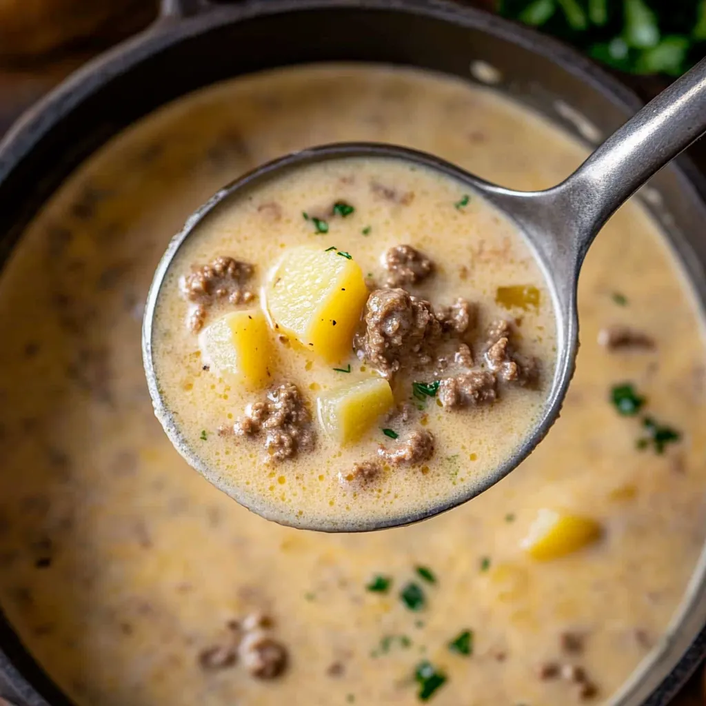 Cheesy Beef and Potato Soup