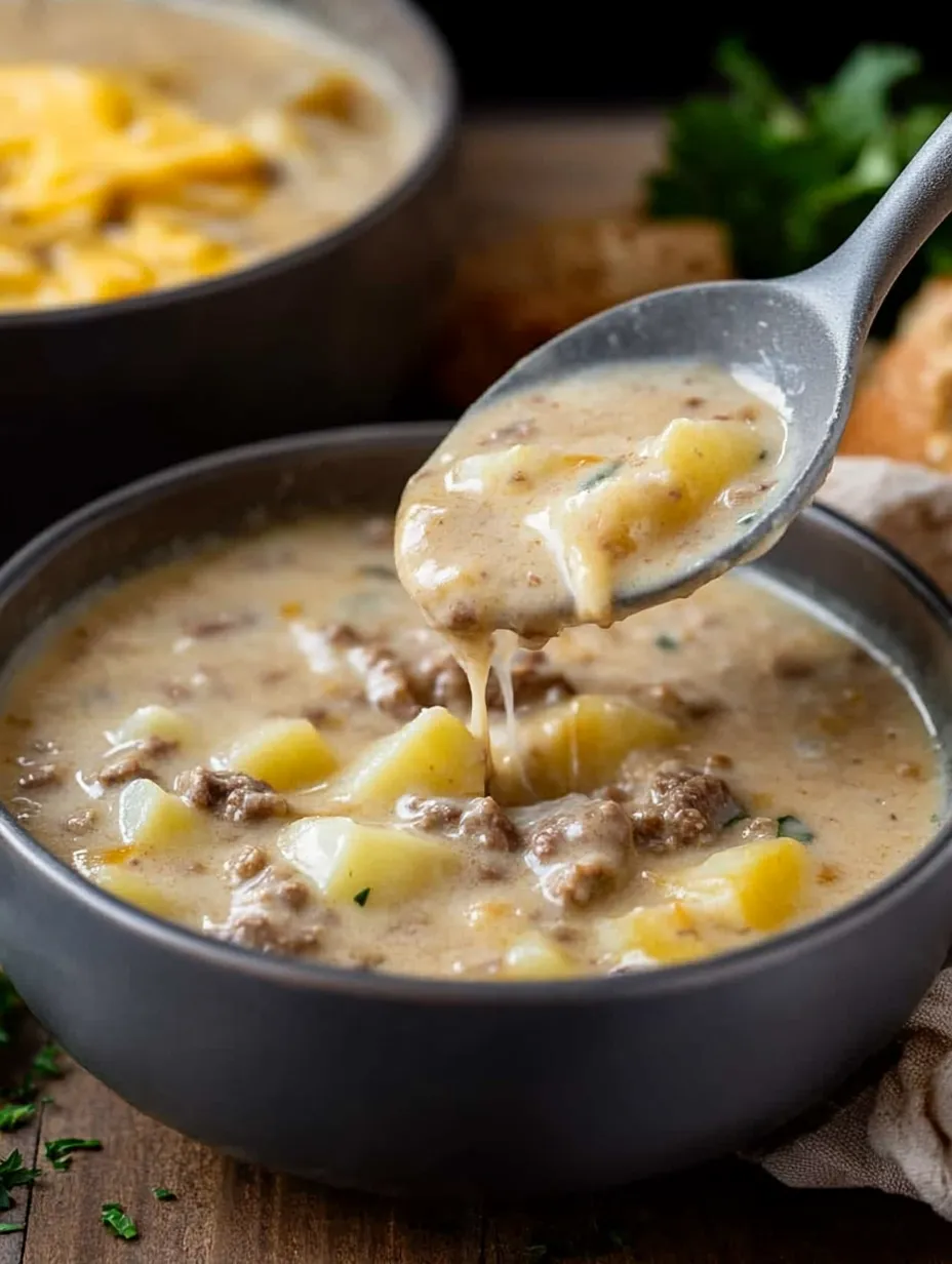 Cheesy Cowboy Beef & Potato Soup